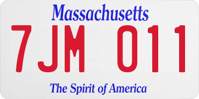 MA license plate 7JM011