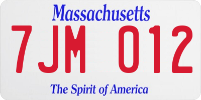 MA license plate 7JM012