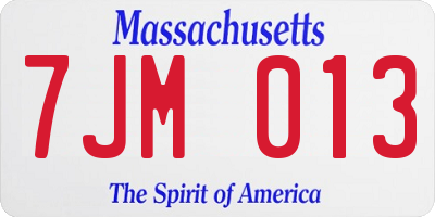 MA license plate 7JM013