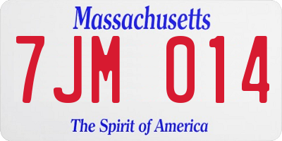 MA license plate 7JM014