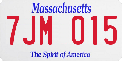 MA license plate 7JM015