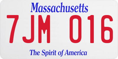 MA license plate 7JM016