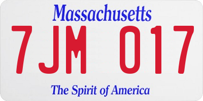 MA license plate 7JM017