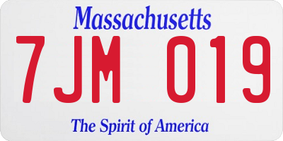 MA license plate 7JM019