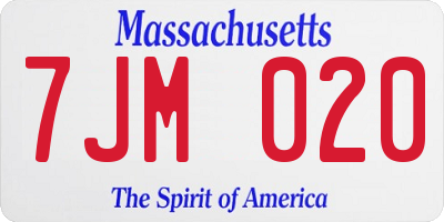 MA license plate 7JM020