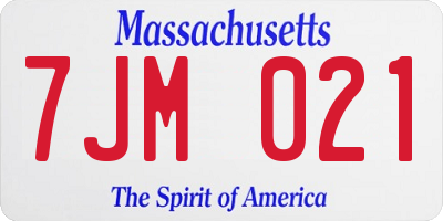 MA license plate 7JM021