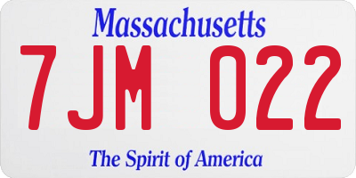 MA license plate 7JM022