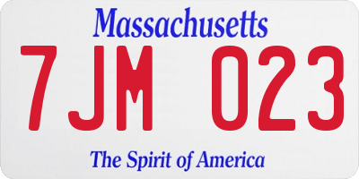 MA license plate 7JM023