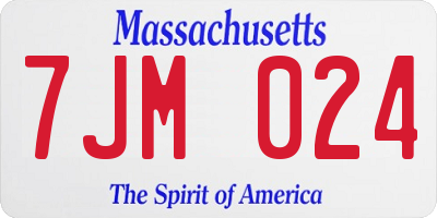 MA license plate 7JM024