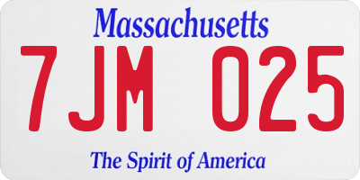 MA license plate 7JM025