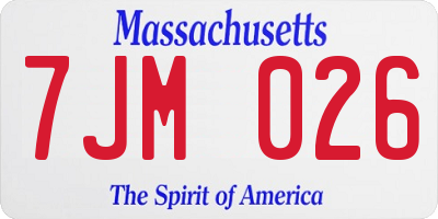 MA license plate 7JM026