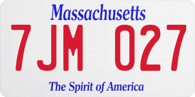 MA license plate 7JM027