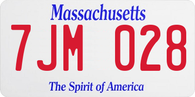 MA license plate 7JM028