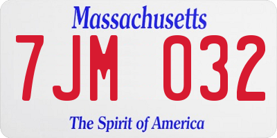 MA license plate 7JM032