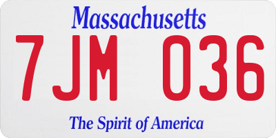 MA license plate 7JM036