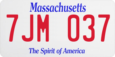 MA license plate 7JM037
