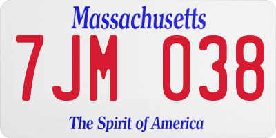 MA license plate 7JM038