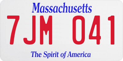MA license plate 7JM041