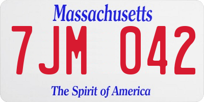 MA license plate 7JM042