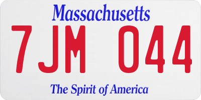 MA license plate 7JM044