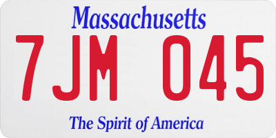 MA license plate 7JM045