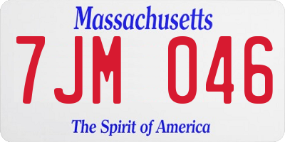 MA license plate 7JM046