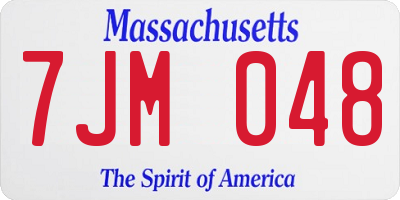 MA license plate 7JM048