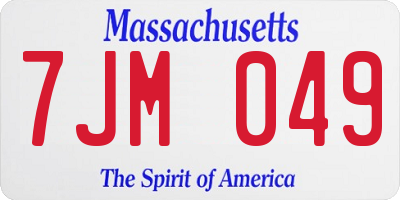 MA license plate 7JM049