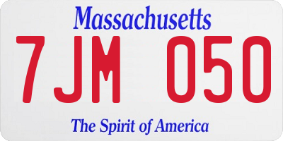 MA license plate 7JM050