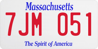 MA license plate 7JM051