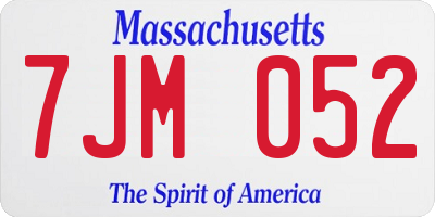 MA license plate 7JM052