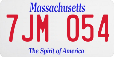 MA license plate 7JM054