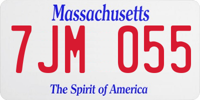 MA license plate 7JM055