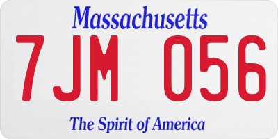 MA license plate 7JM056