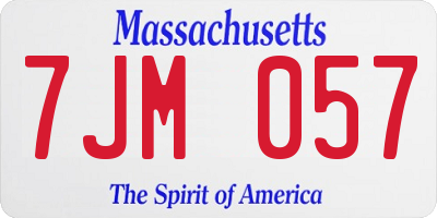 MA license plate 7JM057