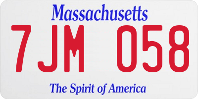MA license plate 7JM058