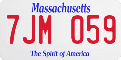 MA license plate 7JM059