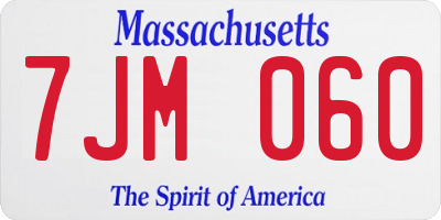 MA license plate 7JM060
