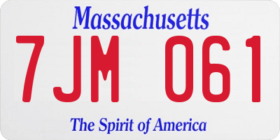 MA license plate 7JM061