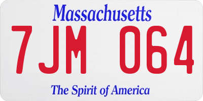 MA license plate 7JM064