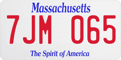 MA license plate 7JM065