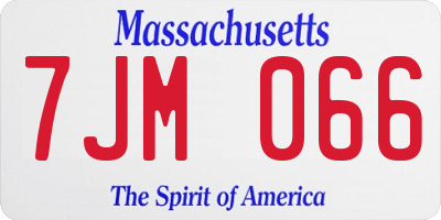 MA license plate 7JM066