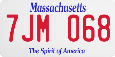 MA license plate 7JM068