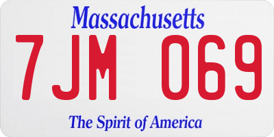 MA license plate 7JM069