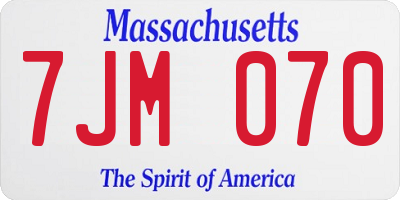 MA license plate 7JM070