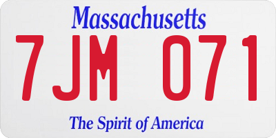 MA license plate 7JM071