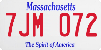 MA license plate 7JM072