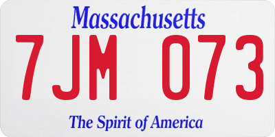 MA license plate 7JM073