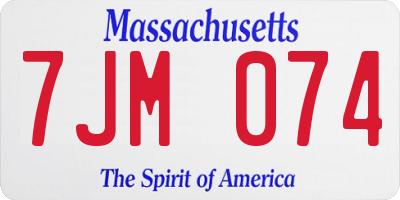 MA license plate 7JM074