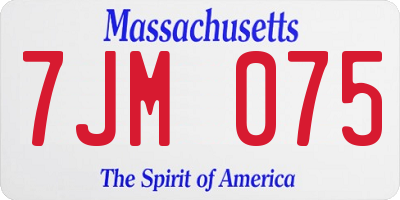 MA license plate 7JM075